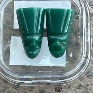 Green Agate Mask Fave Carved Stones